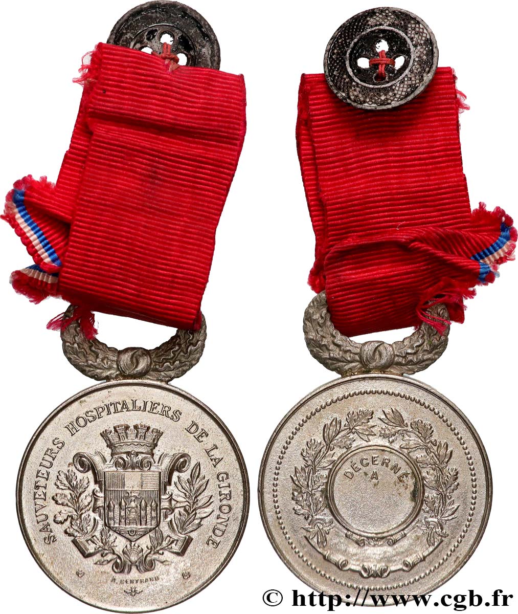 MÉDECINE - SOCIÉTÉS MÉDICALES - MÉDECINS/CHIRURGIENS - ASSISTANCE PUBLIQUE Médaille, Décoration des sauveurs hospitaliers de la Gironde TTB+
