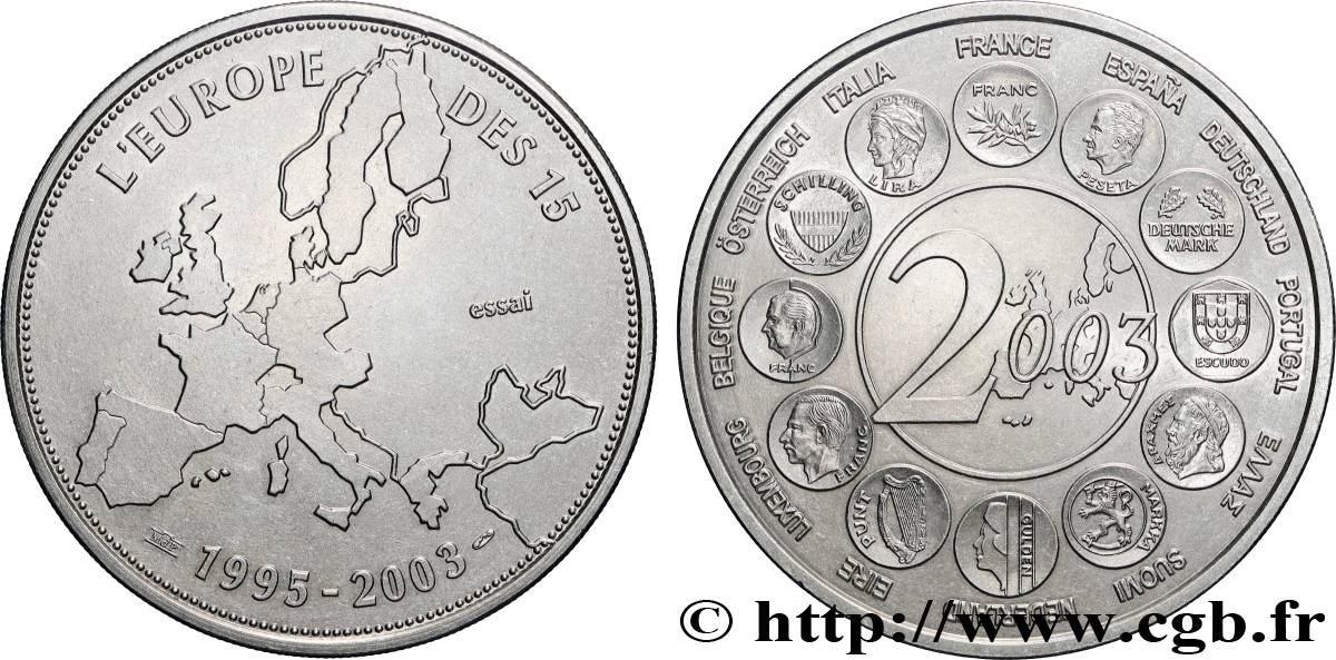 FUNFTE FRANZOSISCHE REPUBLIK Médaille, Essai, L’Europe des 15 fVZ
