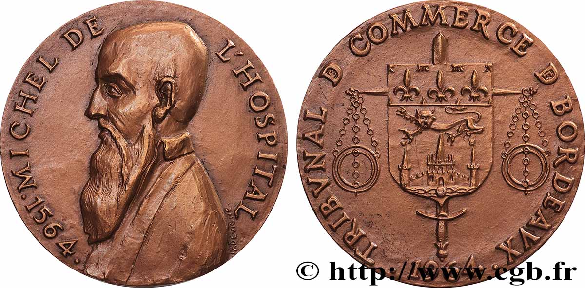 FUNFTE FRANZOSISCHE REPUBLIK Médaille, Michel de L Hospital, Tribunal de commerce VZ