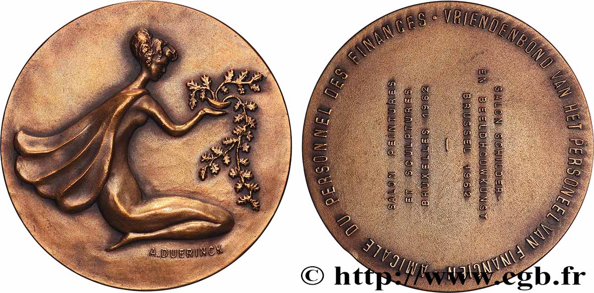 BELGIQUE - ROYAUME DE BELGIQUE - BAUDOUIN Ier Médaille, Salon de peintures et sculptures de Bruxelles, Amicale du personnel des finances VZ