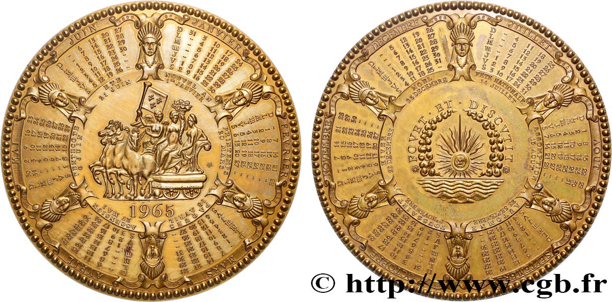 V REPUBLIC Médaille calendrier, Fovet et Discvtit AU