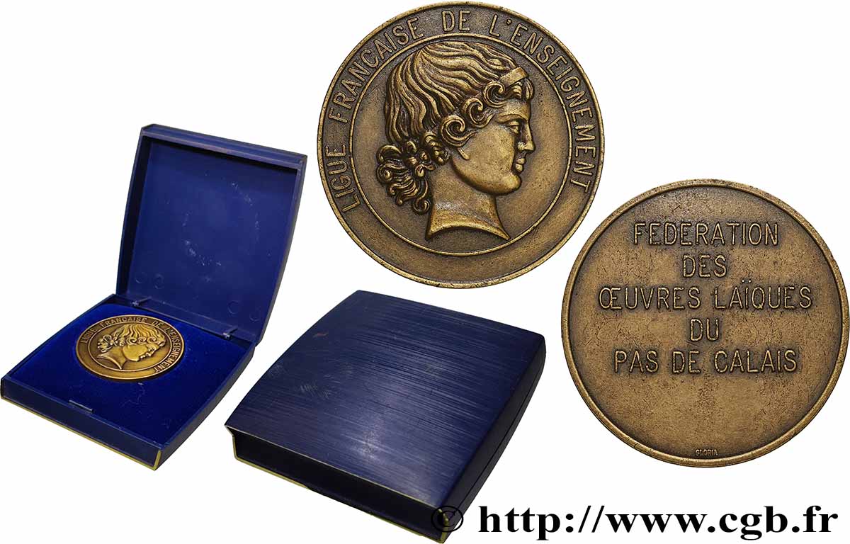 ÉDUCATION : LYCÉES, ÉCOLES Médaille, Ligue française de l’enseignement TTB+
