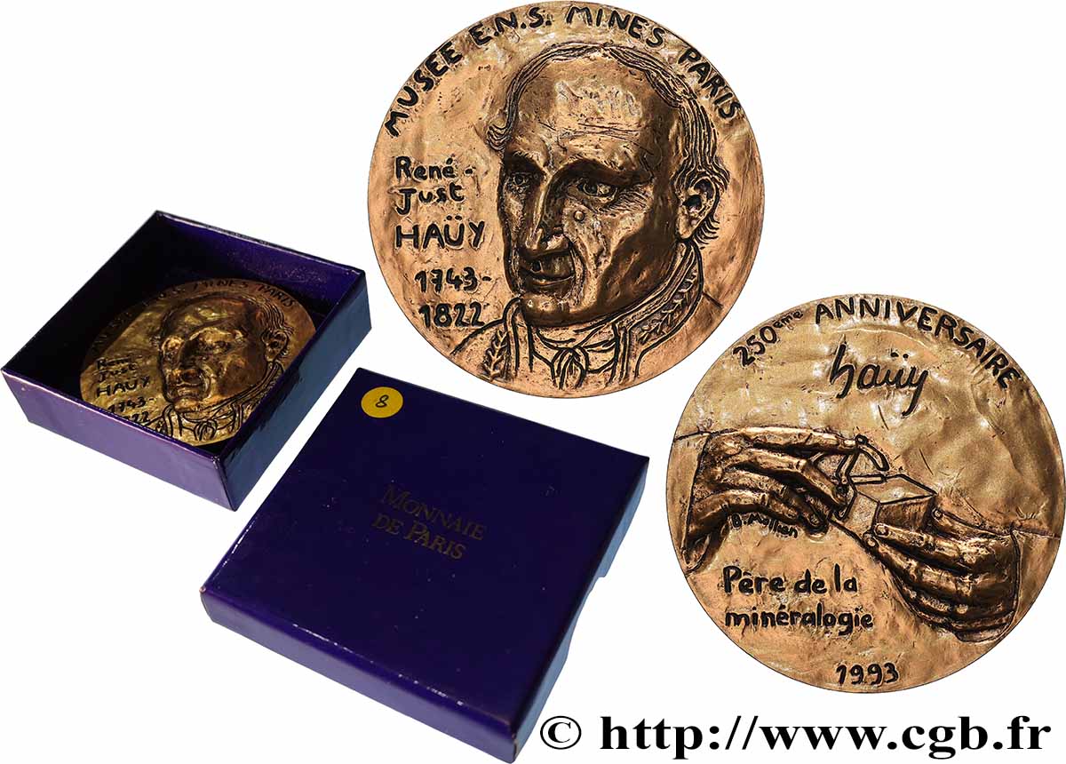 V REPUBLIC Médaille, 250e anniversaire de René Just Haüy, Musée de Minéralogie de l’École des Mines MS