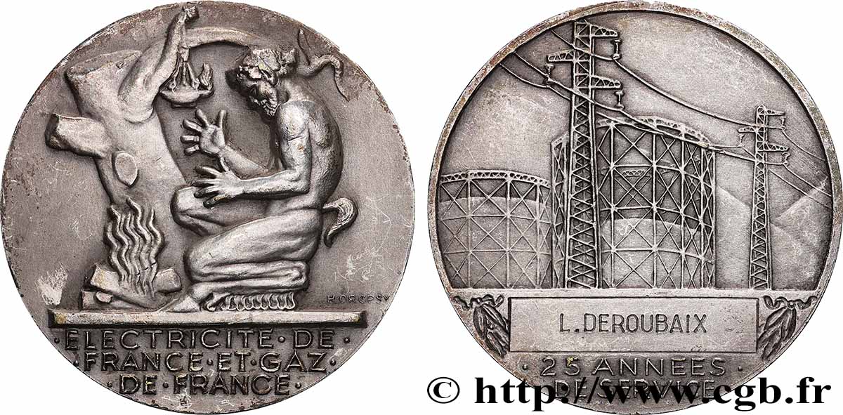 CINQUIÈME RÉPUBLIQUE Médaille de mérite EDF / GDF, 25 années TTB+