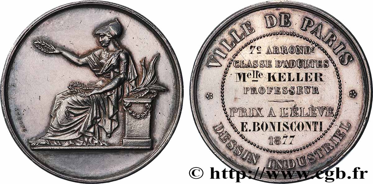 DRITTE FRANZOSISCHE REPUBLIK Médaille, Prix de dessin industriel fVZ