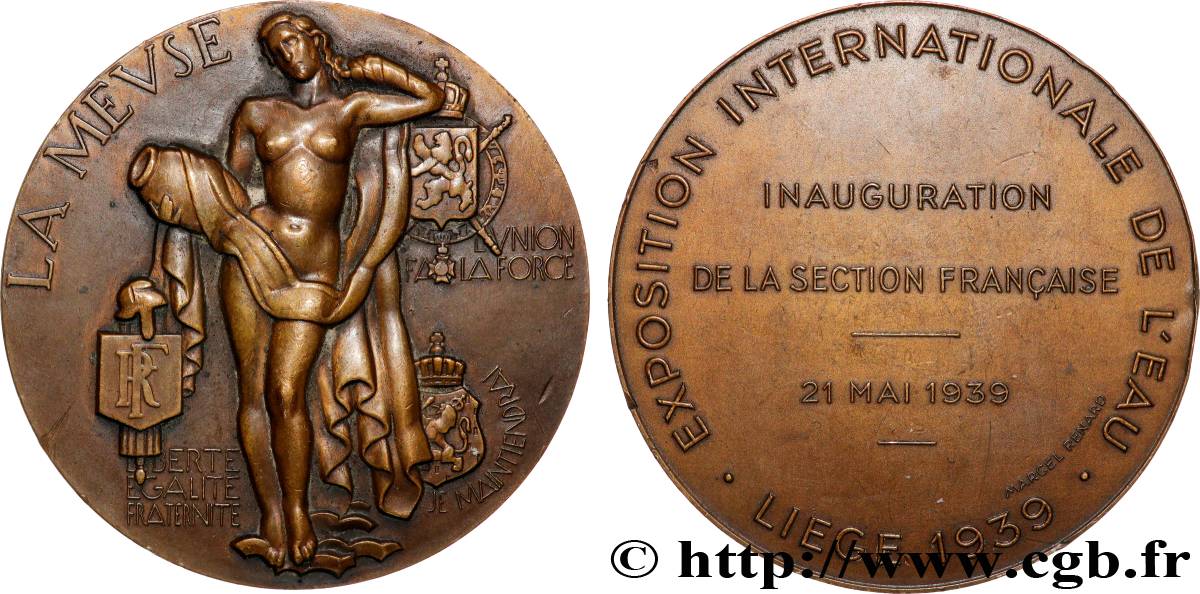 BELGIQUE - ROYAUME DE BELGIQUE - RÈGNE DE LÉOPOLD III Médaille, Inauguration de la section française, Exposition internationale de l eau TTB