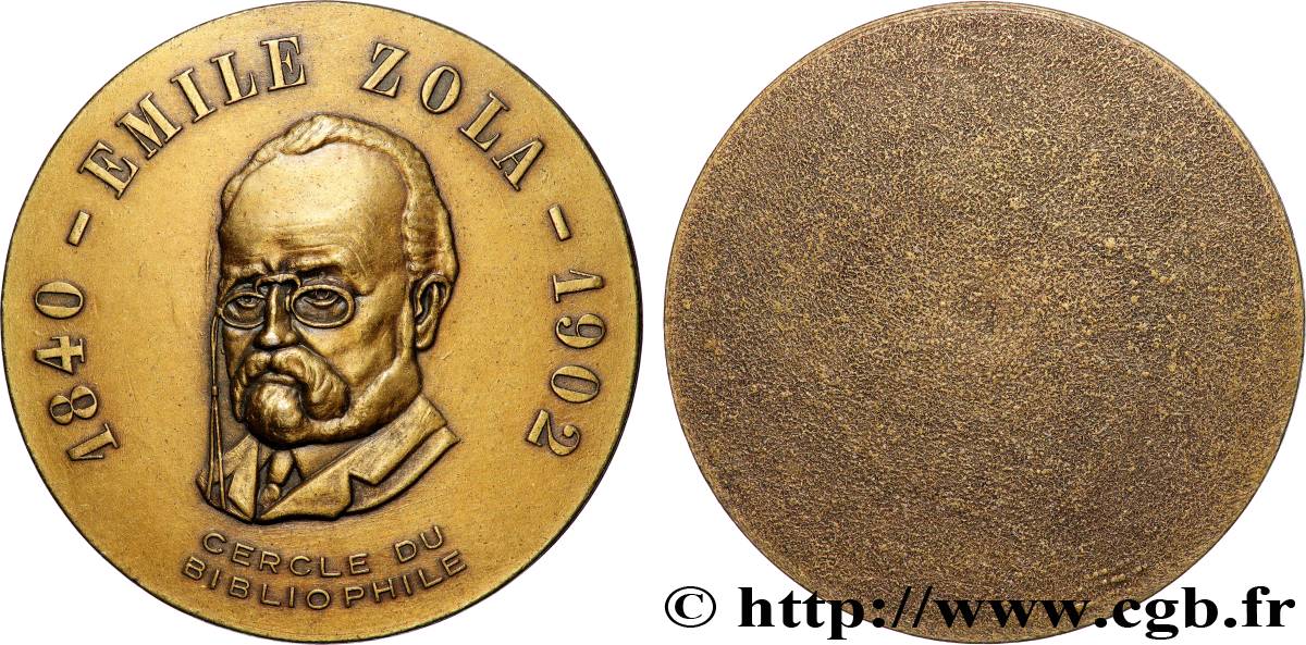 LITERATURE : WRITERS - POETS Médaille, Emile Zola, Cercle du bibliophile AU
