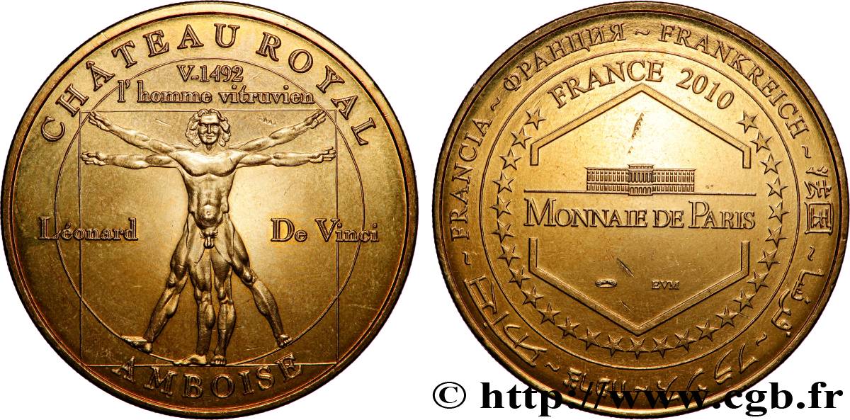 MÉDAILLES TOURISTIQUES Médaille touristique, L’Homme vitruvien de Léonard de Vinci SUP