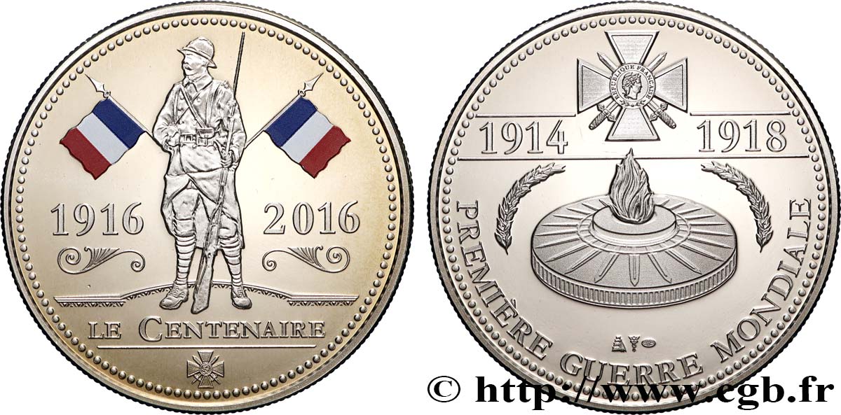 CINQUIÈME RÉPUBLIQUE Médaille commémorative, Centenaire de la Première Guerre Mondiale BE