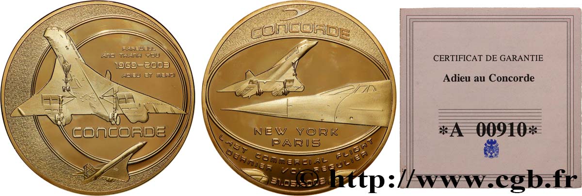 CINQUIÈME RÉPUBLIQUE Médaille, Adieu au Concorde, dixième anniversaire SPL