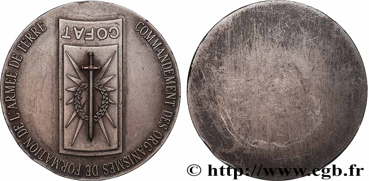 CINQUIÈME RÉPUBLIQUE Médaille, Commandement des Organismes de Formation de l’Armée de Terre TTB