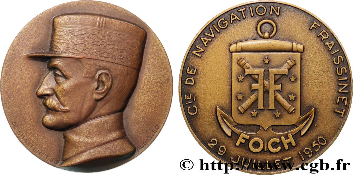 QUATRIÈME RÉPUBLIQUE Médaille, Compagnie de navigation Fraissinet, FOCH SUP
