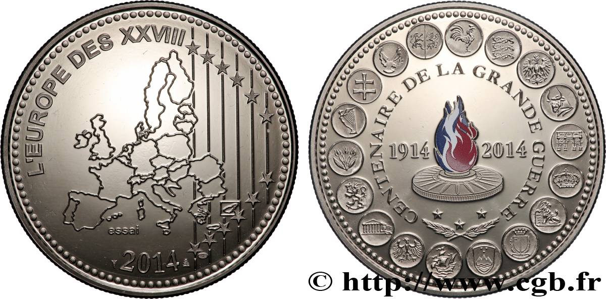 V REPUBLIC Médaille commémorative, Essai, Centenaire de la Grande Guerre Proof set