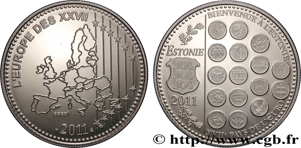 V REPUBLIC Médaille, Essai, L’Europe des XXVII, Estonie Proof set