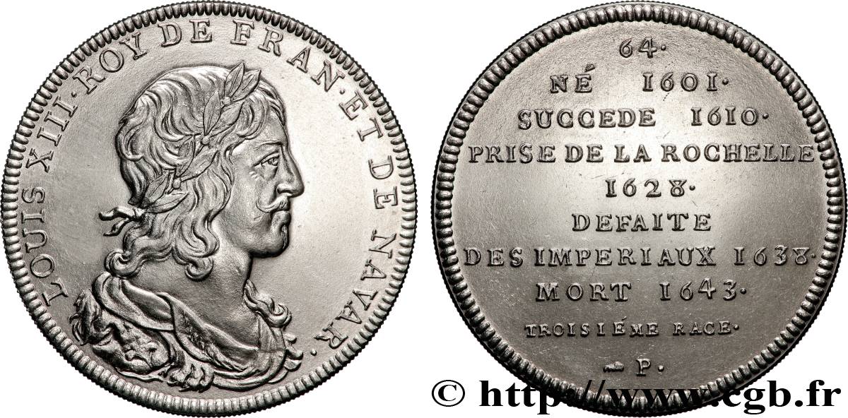 SÉRIE MÉTALLIQUE DES ROIS DE FRANCE Médaille, Règne de LOUIS XIII - 64 - refrappe ultra-moderne SUP