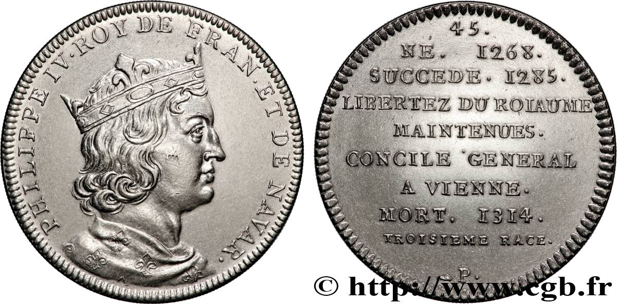 SÉRIE MÉTALLIQUE DES ROIS DE FRANCE Médaille, Philippe IV Le Bel - 45 - refrappe ultra-moderne SUP