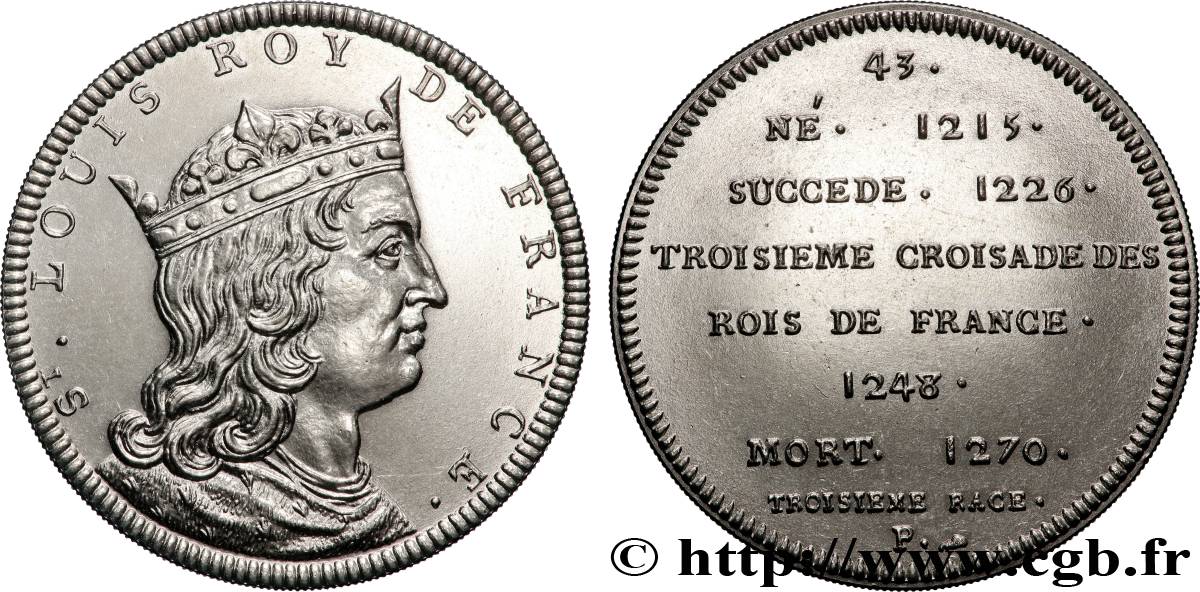 SÉRIE MÉTALLIQUE DES ROIS DE FRANCE Médaille, Saint Louis - 43 - refrappe ultra-moderne SUP
