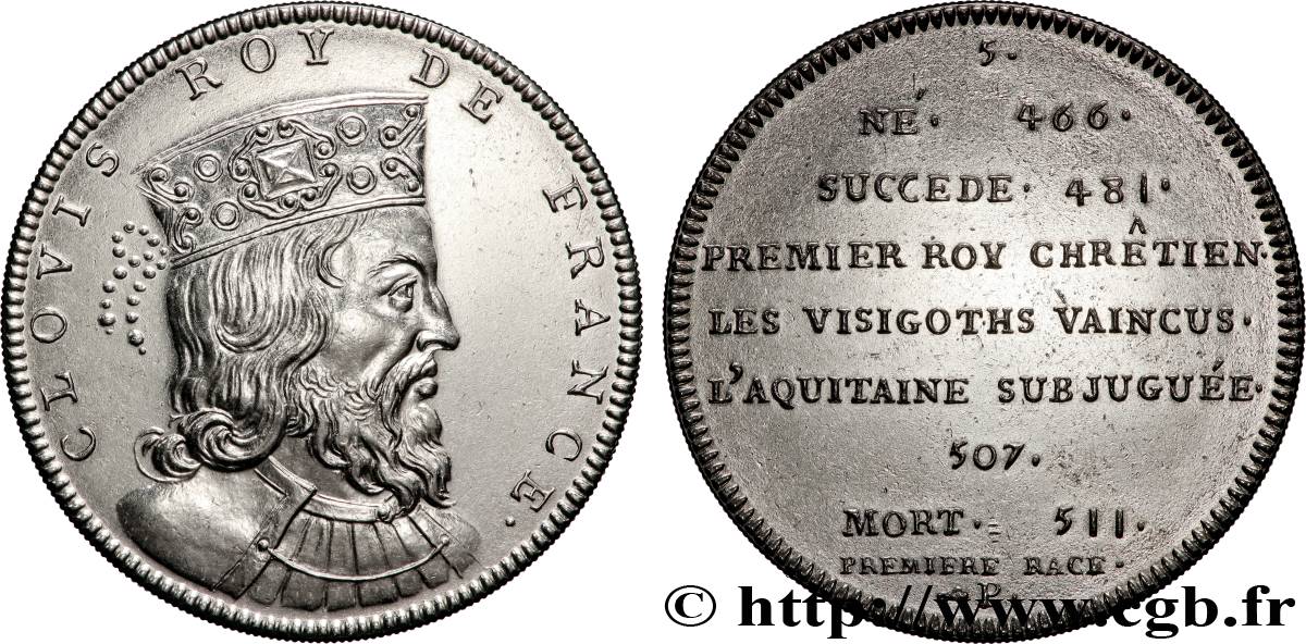 SÉRIE MÉTALLIQUE DES ROIS DE FRANCE Médaille, Clovis - 5 - refrappe ultra-moderne AU