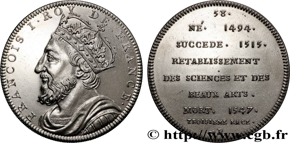 SÉRIE MÉTALLIQUE DES ROIS DE FRANCE Médaille, François Ier - 58 - refrappe ultra-moderne AU