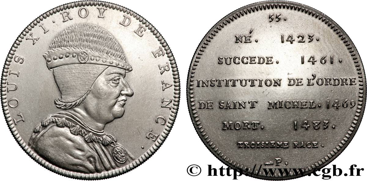 SÉRIE MÉTALLIQUE DES ROIS DE FRANCE Médaille, Louis XI - 55 - refrappe ultra-moderne SUP