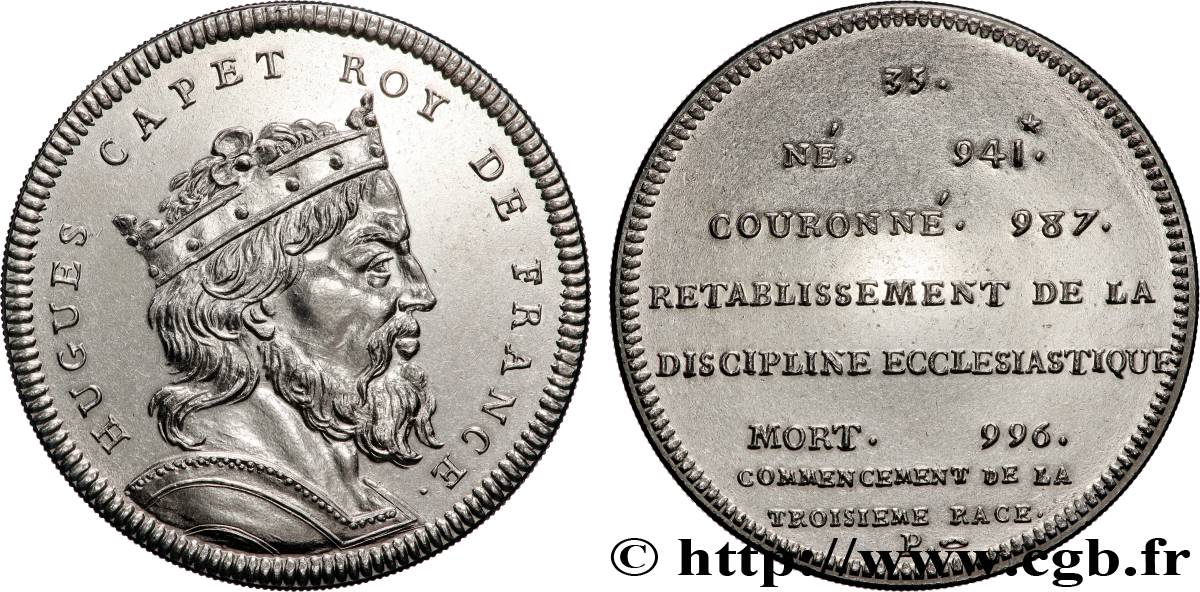 SÉRIE MÉTALLIQUE DES ROIS DE FRANCE Règne de HUGUES CAPET - 35 - refrappe ultra-moderne SUP