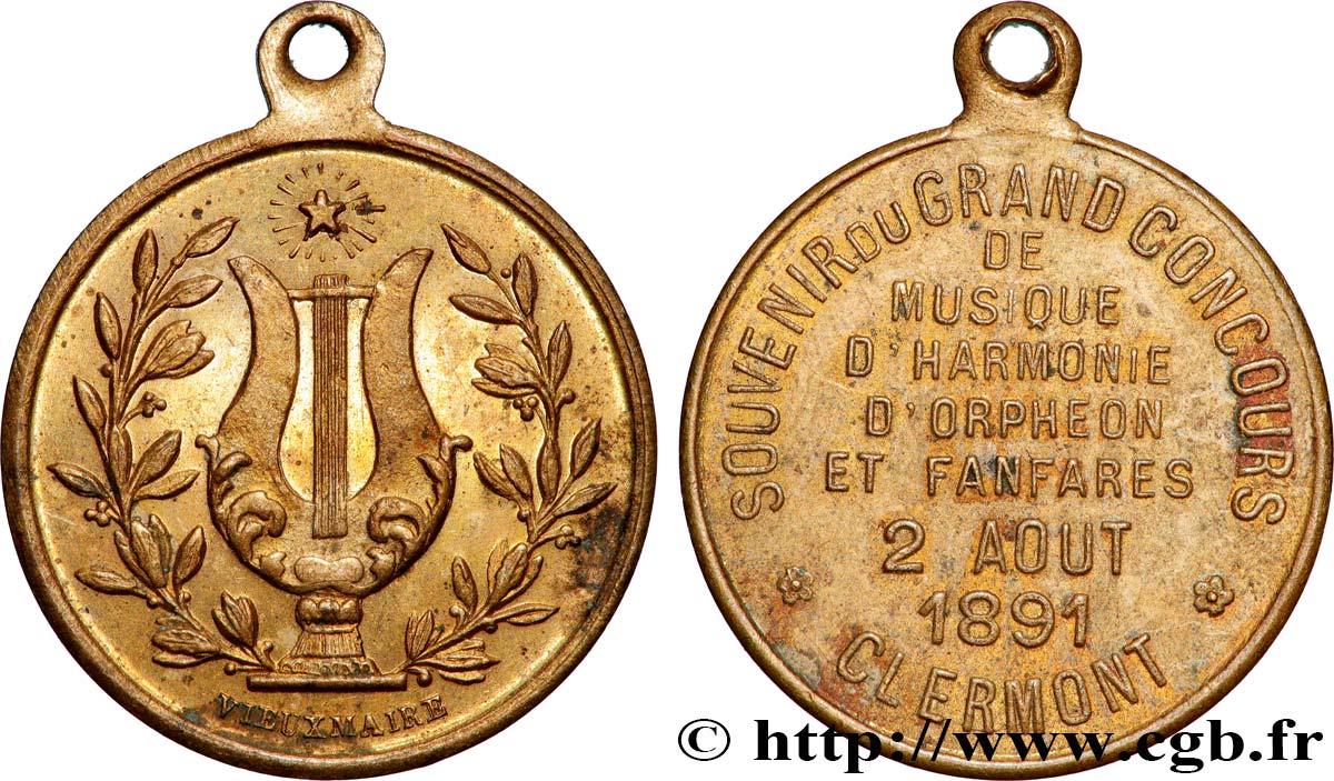 III REPUBLIC Médaille, Concours de musique d’harmonie et d orphéon AU