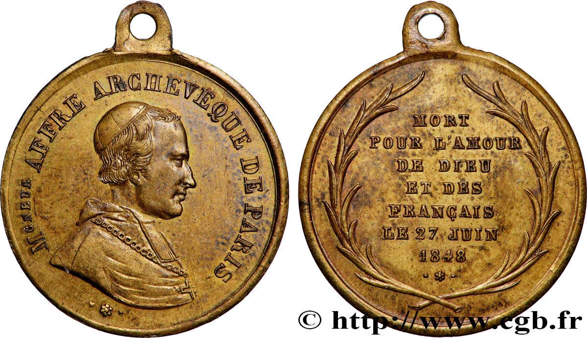 DEUXIÈME RÉPUBLIQUE Médaille, Monseigneur Affre, mort martyr SS