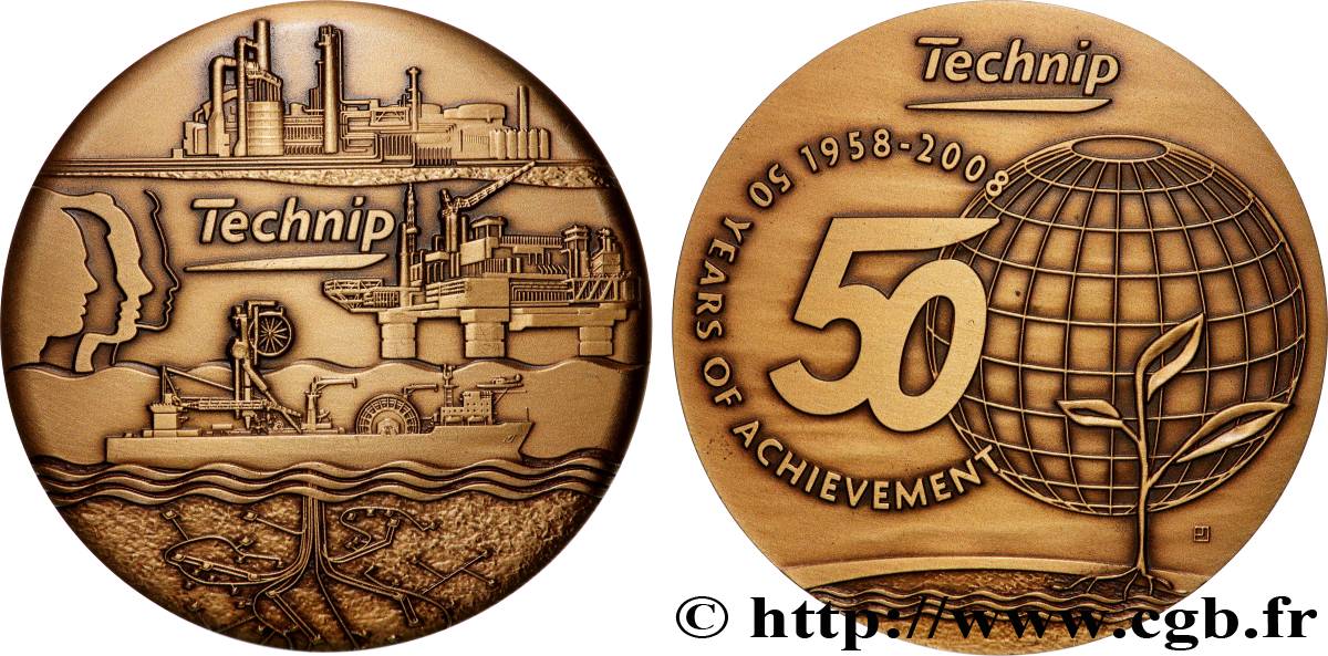 ENTREPRISES, INDUSTRIES ET COMMERCES DIVERS Médaille, 50 ans de Technip MS