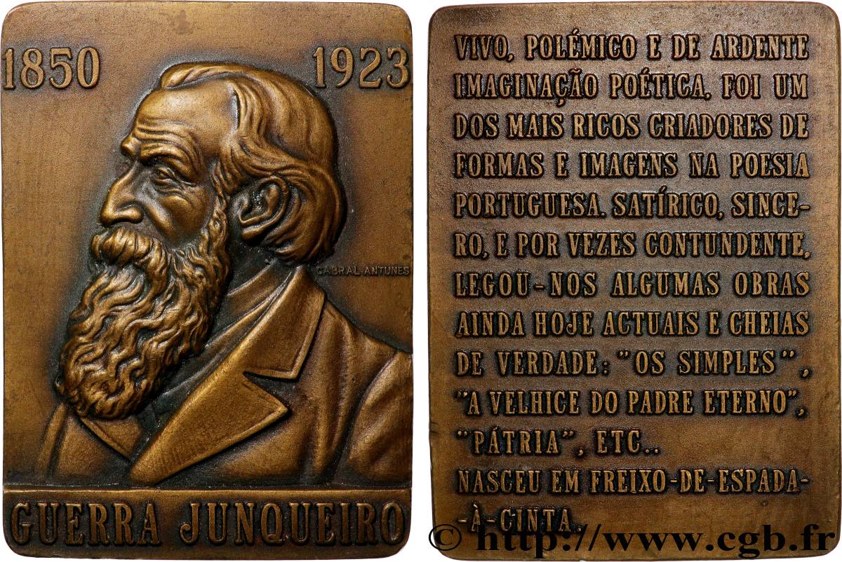 PORTUGAL Plaquette, Guerra Junqueiro fVZ