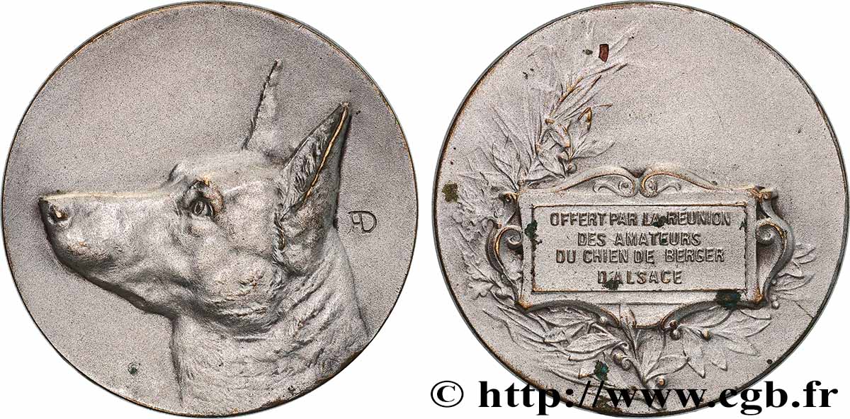 SOCIÉTÉ CANINE - CHIENS ET CONCOURS Médaille, Réunion des amateurs du chien de berger d’Alsace AU