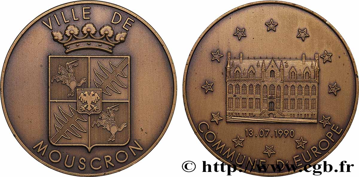 BELGIQUE - ROYAUME DE BELGIQUE - BAUDOUIN Ier Médaille, Mouscron AU