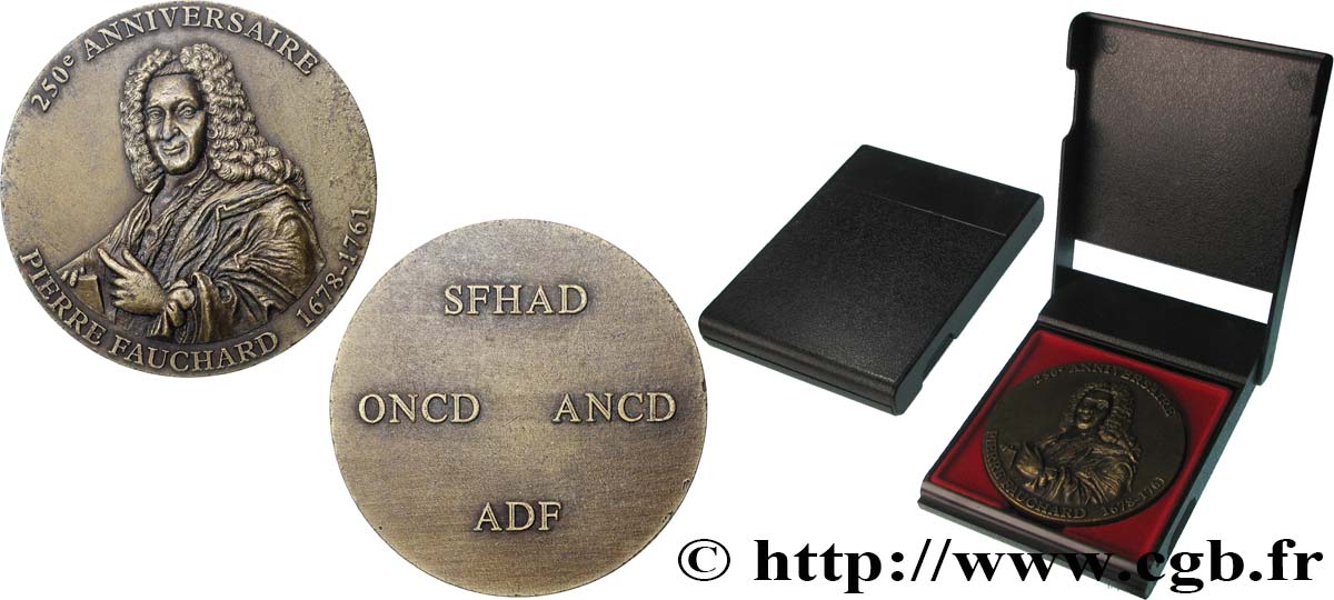 V REPUBLIC Médaille, 250e anniversaire Pierre Fauchard AU