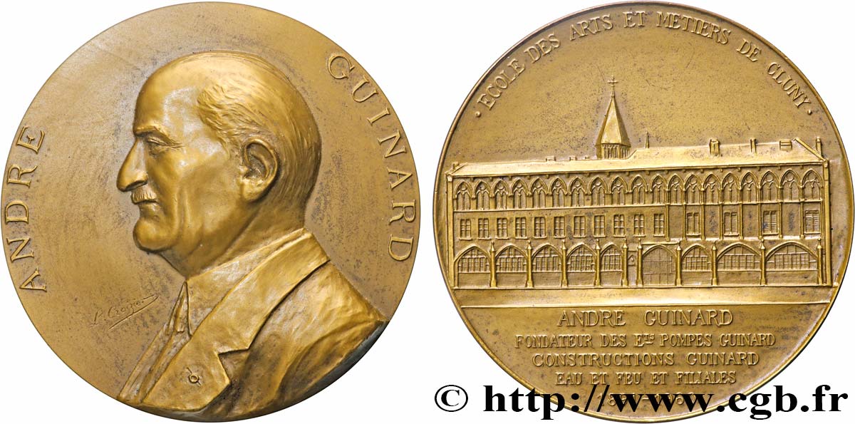 CINQUIÈME RÉPUBLIQUE Médaille, André Guinard, fondateur des pompes Guinard SUP