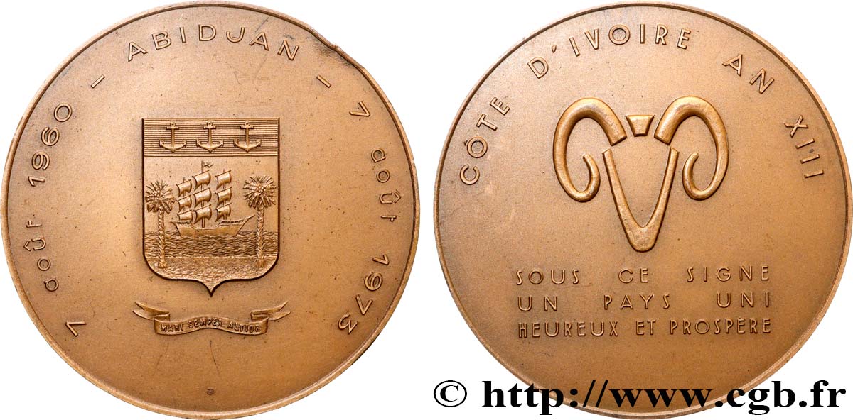 CÔTE D IVOIRE Médaille, Côte d’Ivoire et Abidjan TTB+