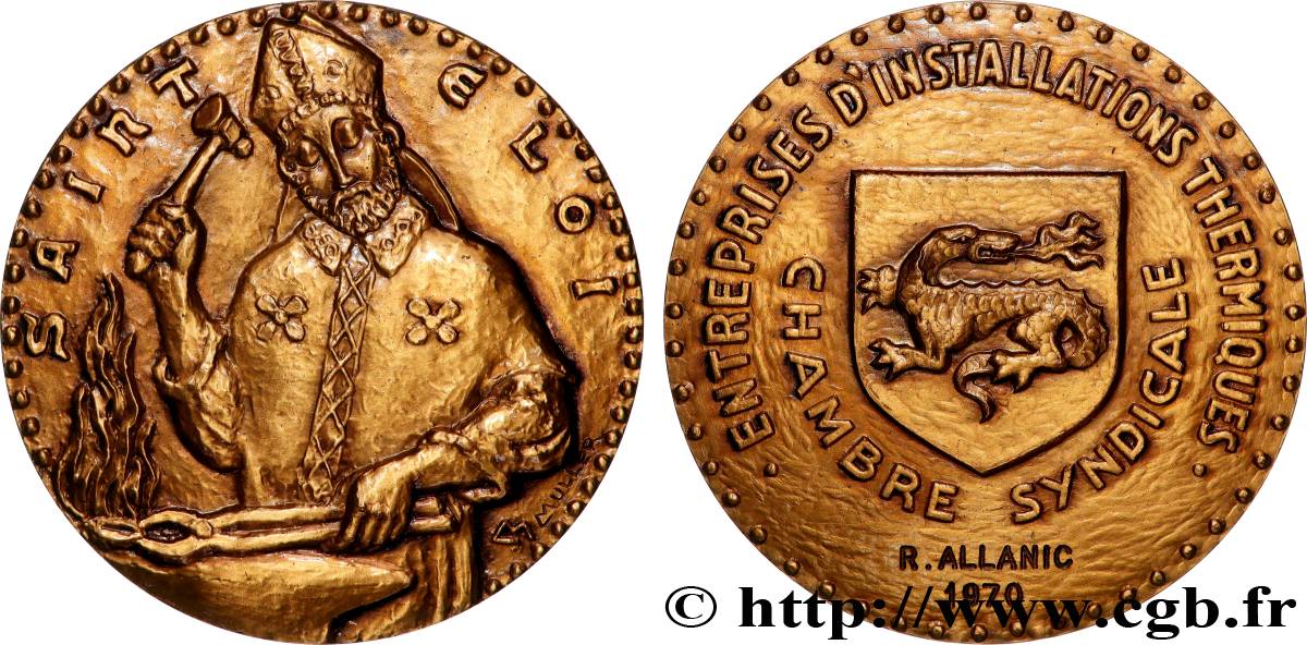 CINQUIÈME RÉPUBLIQUE Médaille, Saint Eloi, Entreprise d’installations thermiques, Chambre syndicale SUP