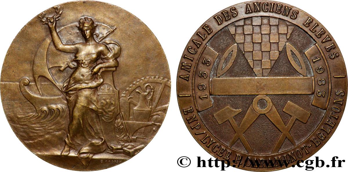 CINQUIÈME RÉPUBLIQUE Médaille, Amicale des anciens élèves, ENP, Lycée P. Caraminot-Egletons TTB+