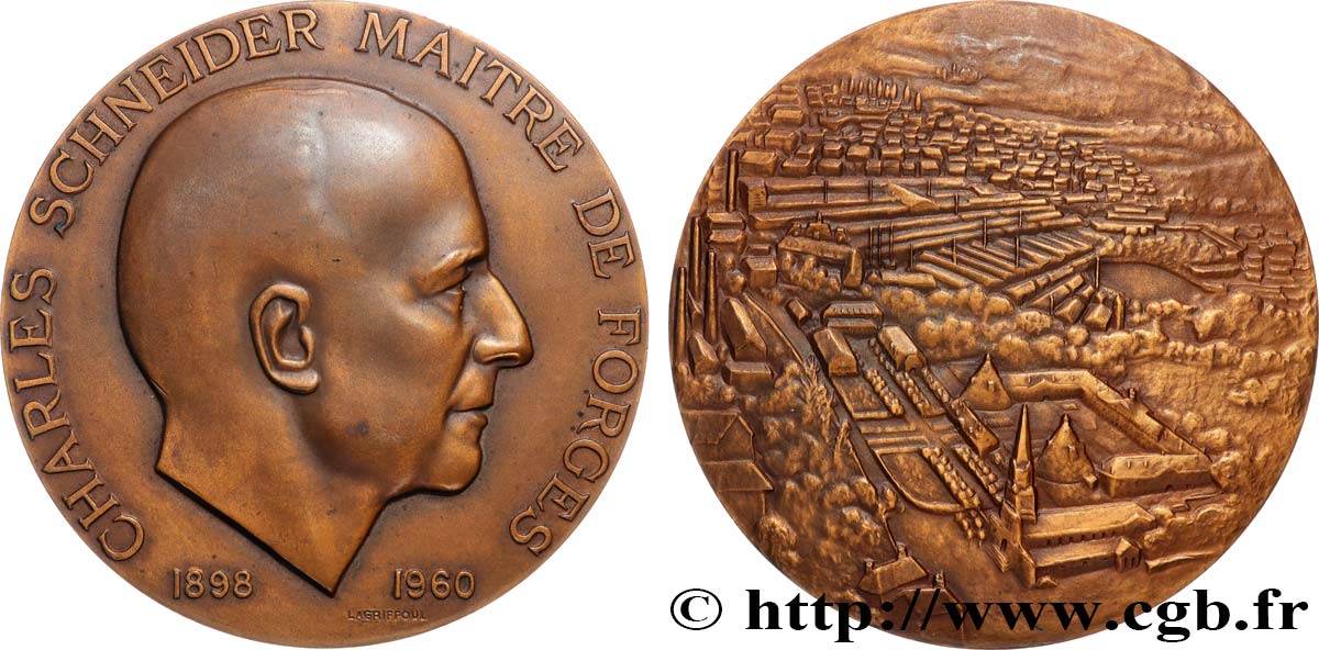 CINQUIÈME RÉPUBLIQUE Médaille, Charles Schneider, maître de forges TTB+