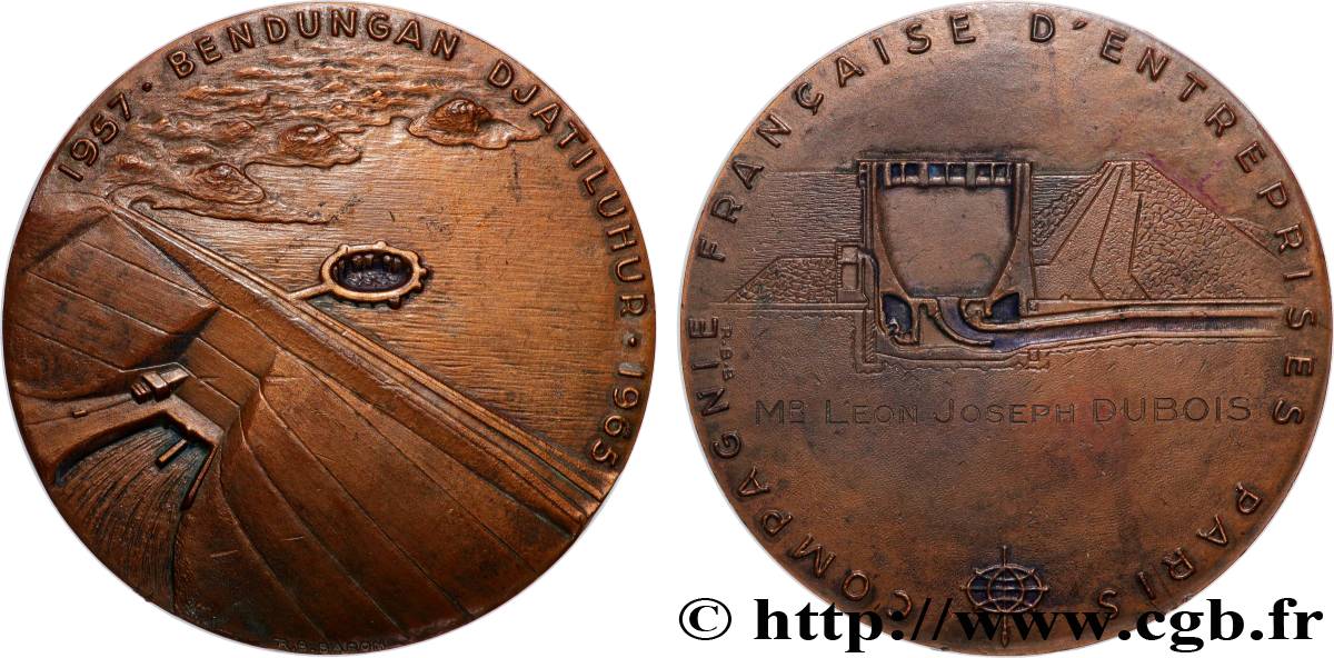 CINQUIÈME RÉPUBLIQUE Médaille, Compagnie Française d’Entreprises, Barrage de Djatiluhur TTB+