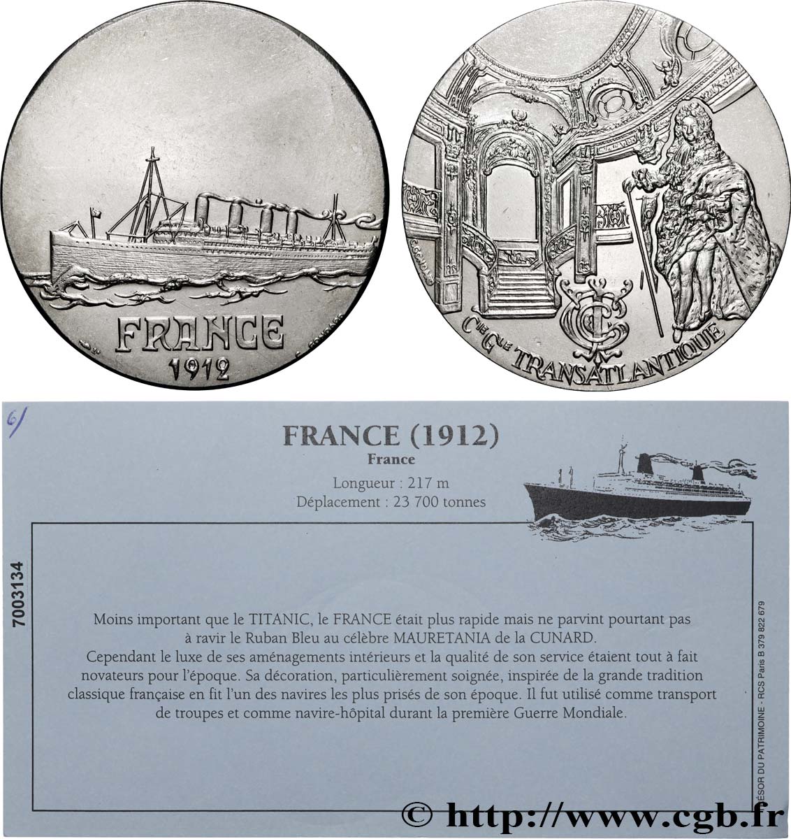 V REPUBLIC Médaille, Paquebot France AU