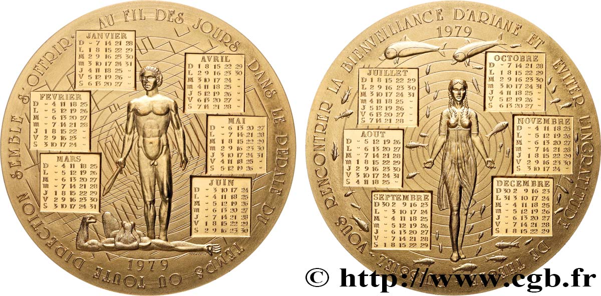 V REPUBLIC Médaille calendrier, Ariane et Thésée AU