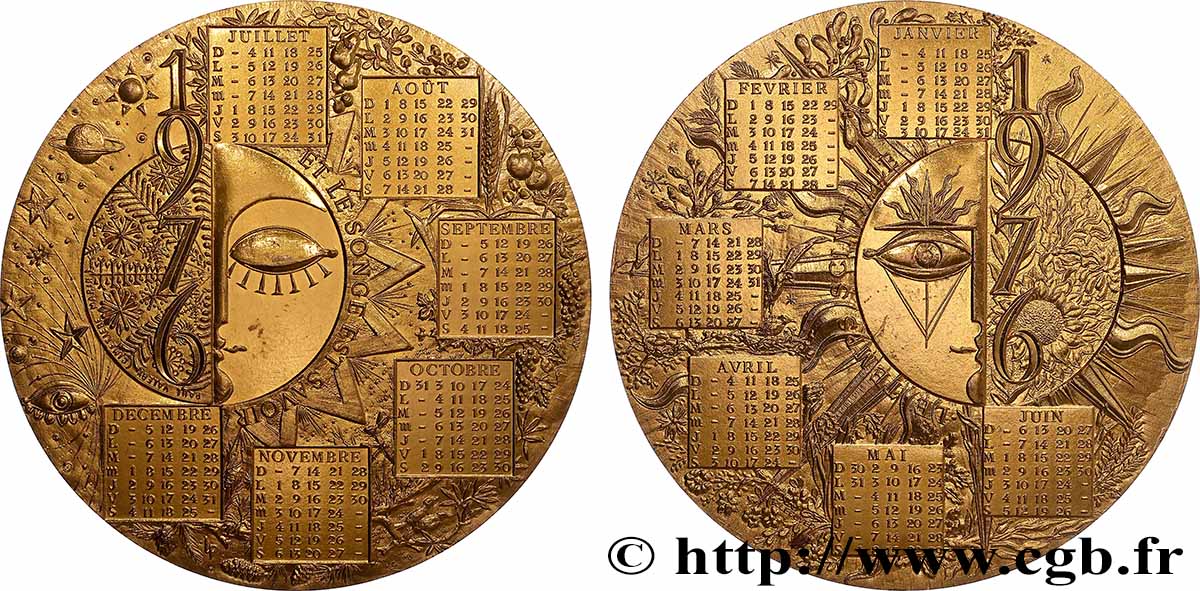CINQUIÈME RÉPUBLIQUE Médaille calendrier, Le temps scintille et le songe est Savoir SUP