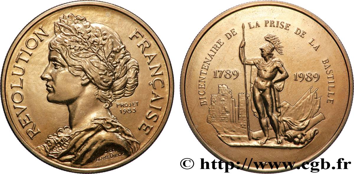 CINQUIÈME RÉPUBLIQUE Médaille, Bicentenaire de la prise de la Bastille SUP
