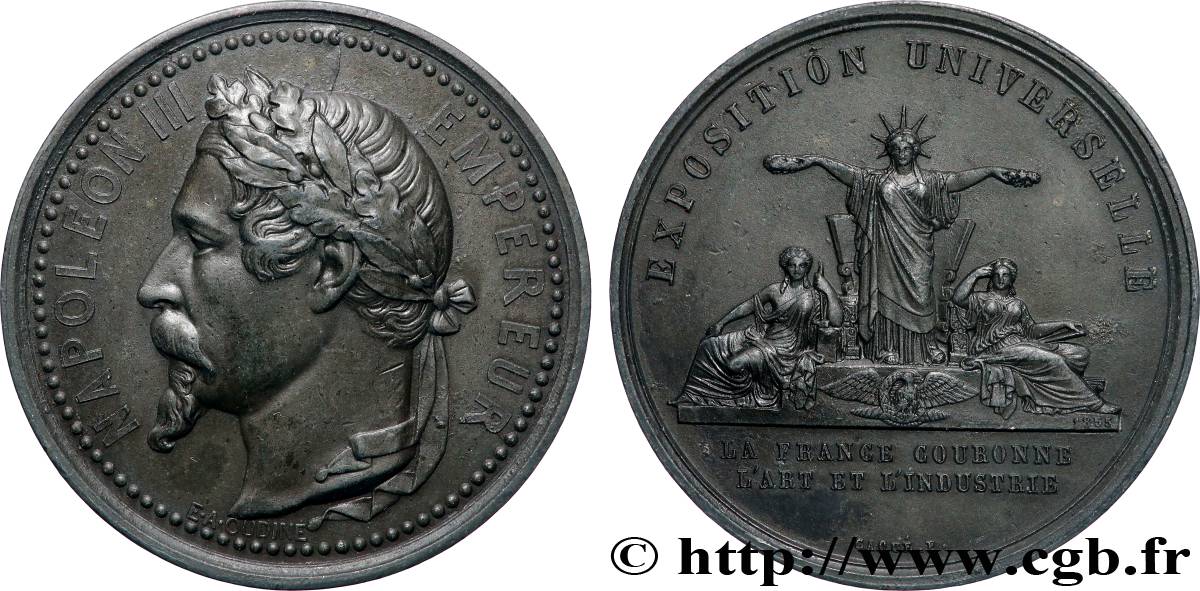 SECOND EMPIRE Médaille, Exposition universelle, La France couronne l’art et l’industrie SUP