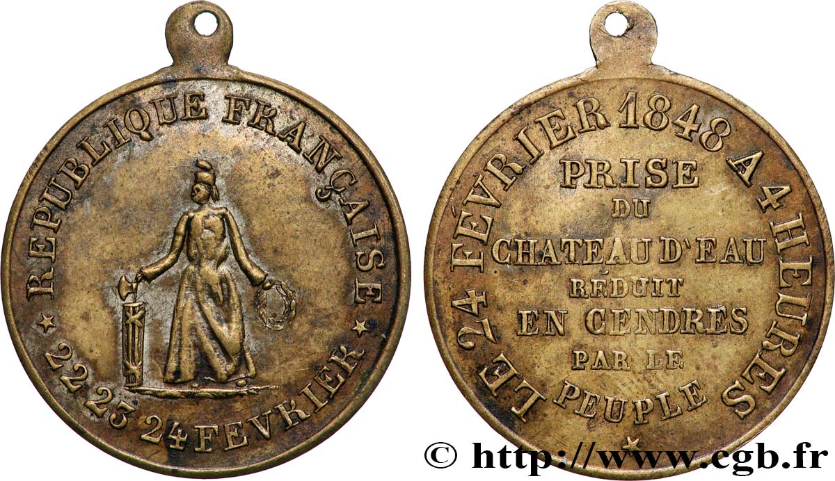 DEUXIÈME RÉPUBLIQUE Médaillette, Prise du Château d’eau TTB