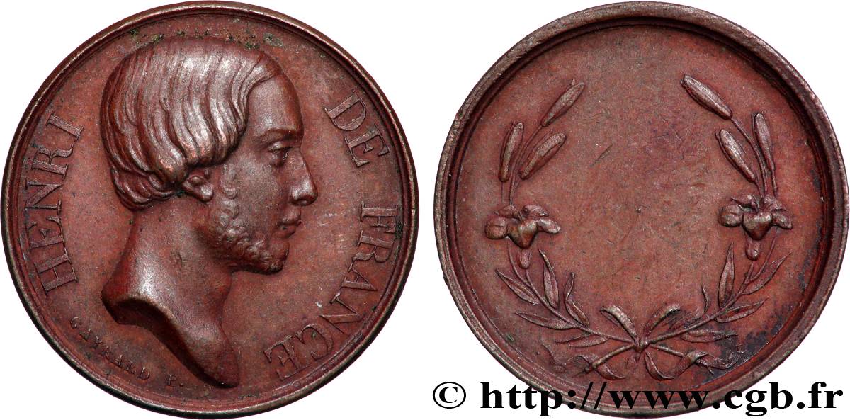 HENRI V COMTE DE CHAMBORD Médaille de récompense TTB+