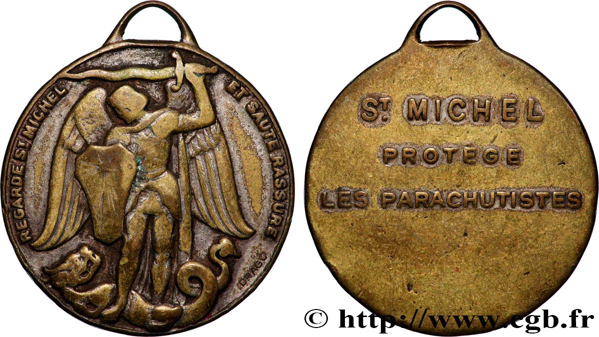 MÉDAILLES RELIGIEUSES Médaille, Saint Michel protège les parachutistes TTB