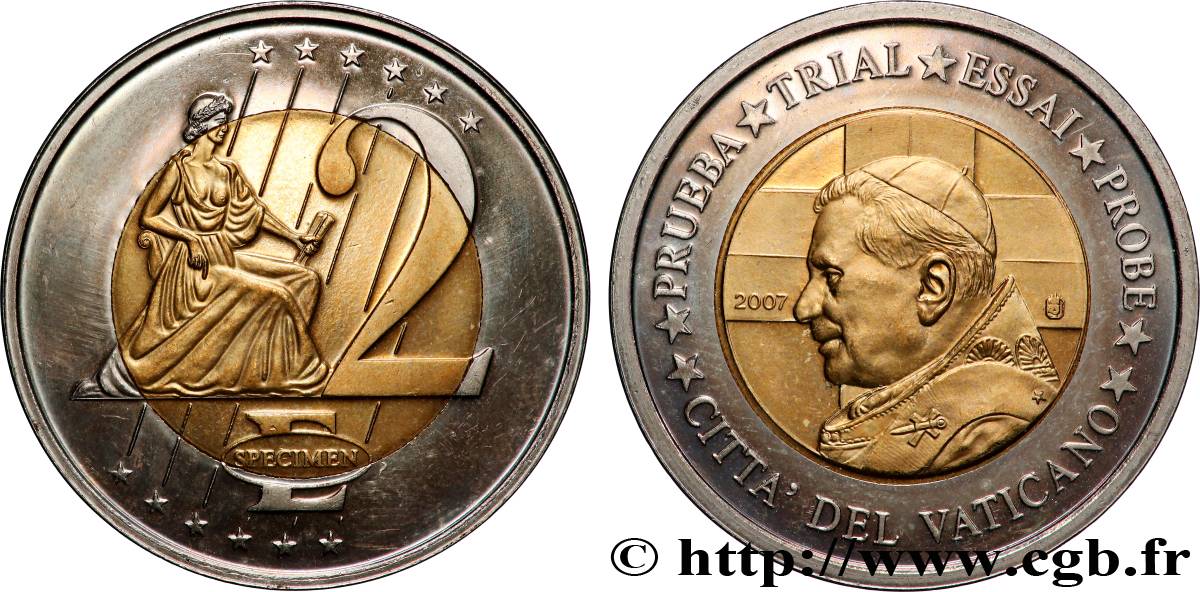 EUROPE Médaille, Essai 2 Euro Cité de Vaticain TTB+
