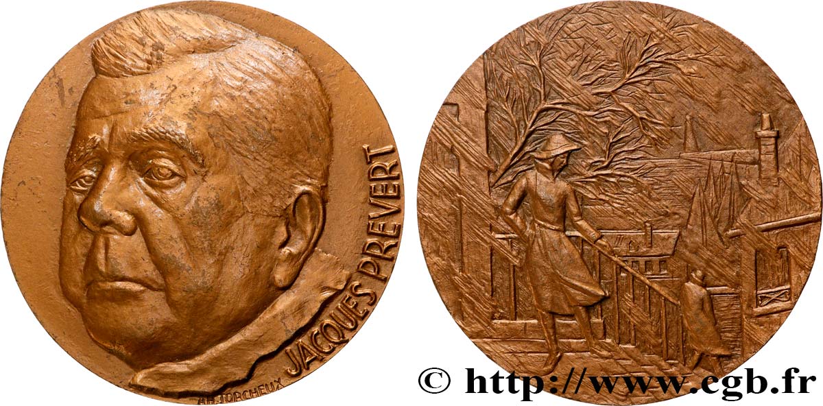 LITTÉRATURE : ÉCRIVAINS/ÉCRIVAINES - POÈTES Médaille, Jacques Prévert SUP