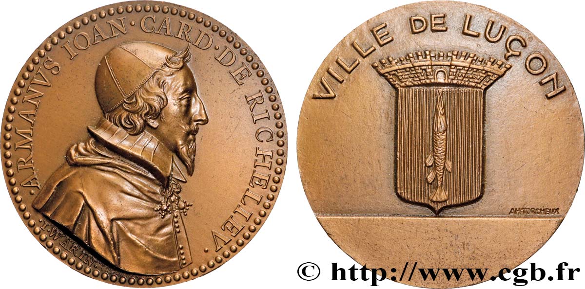 CINQUIÈME RÉPUBLIQUE Médaille, Cardinal de Richelieu, Ville de Luçon SUP