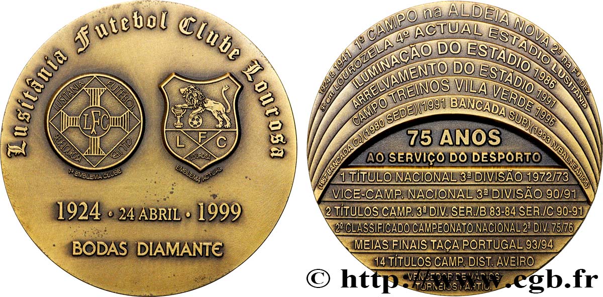 PORTUGAL Médaille, Club de Football Lusitania de Lourosa, n°23 SUP